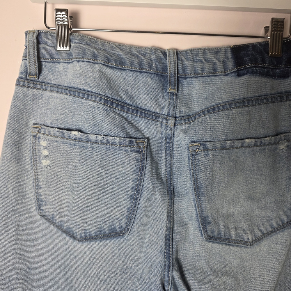 Lovervet by Vervet High Rise Straight Leg Jeans 28 Light Wash Raw Hem Distressed - Picture 6 of 8
